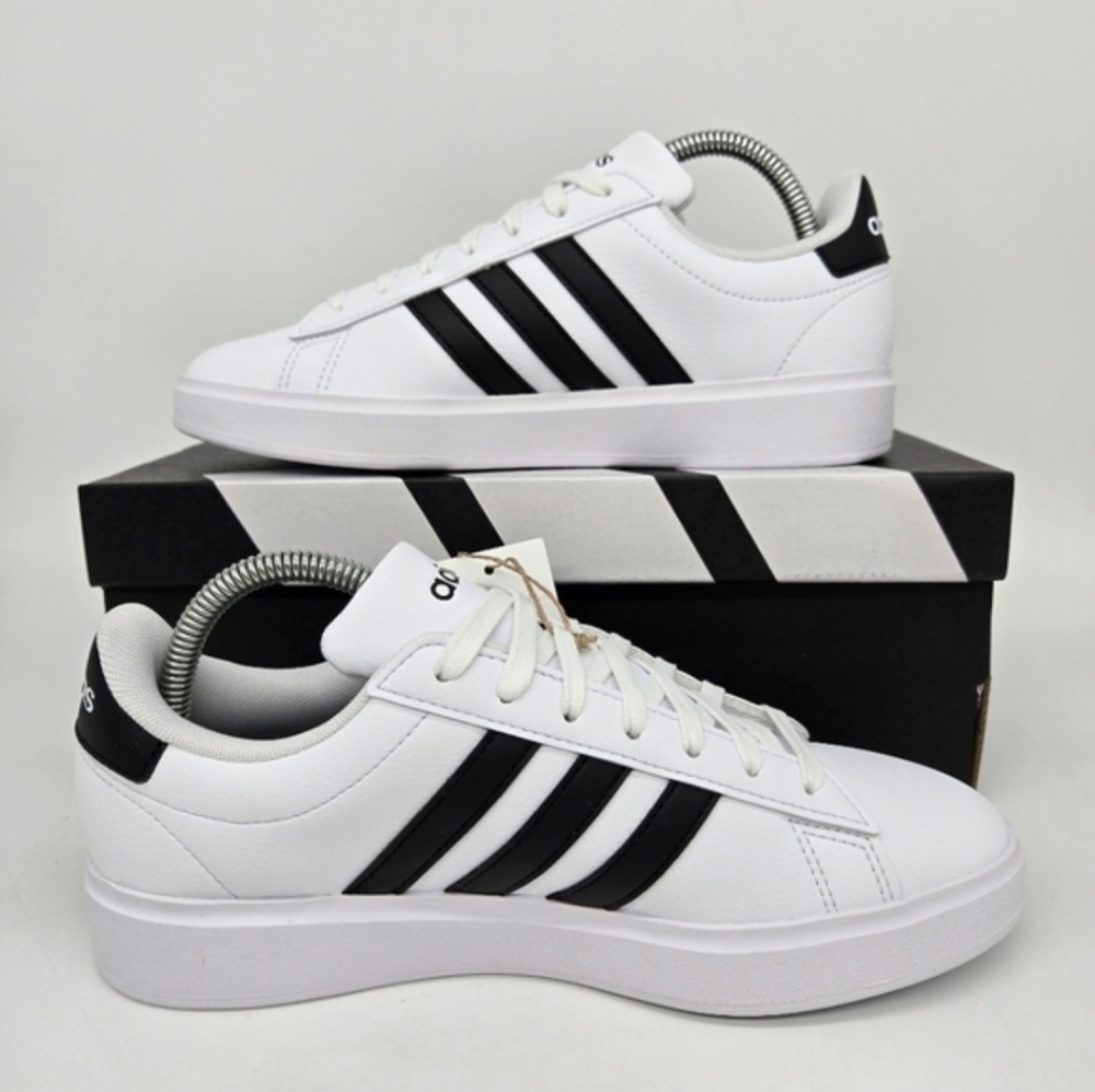 adidas Grand Court Cloudfoam Lifestyle Court Comfort White Black Shoes Size 7 - Picture 6 of 8